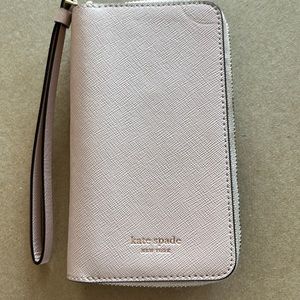 Kate Spade New York wristlet iPhone 12 pink leather case with zipper